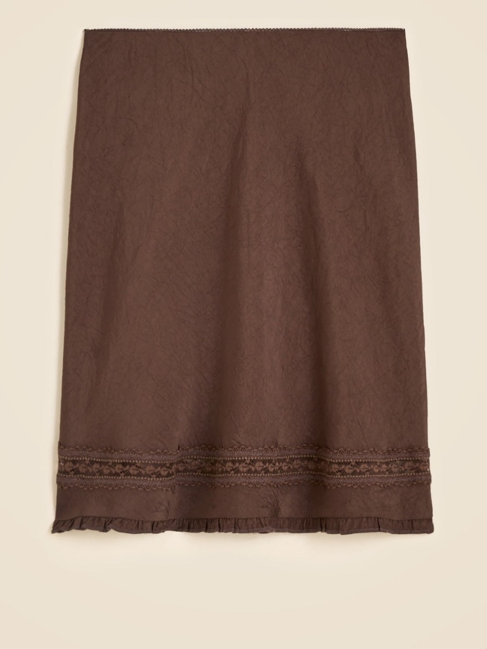Lace-Trim Slip Skirt in Matte Brown J.Crew Women’s Medium